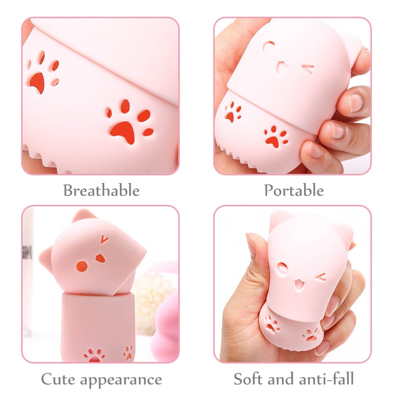 1Pcs Kitten Silicone Powder Puff