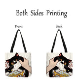 Kissing Cat Print Leisure Tote Bag Women