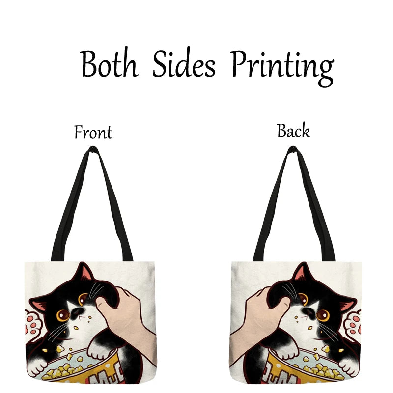 Kissing Cat Print Leisure Tote Bag Women