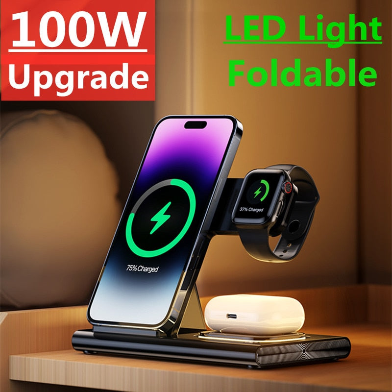 100W 3 In 1 Wireless Charger Stand