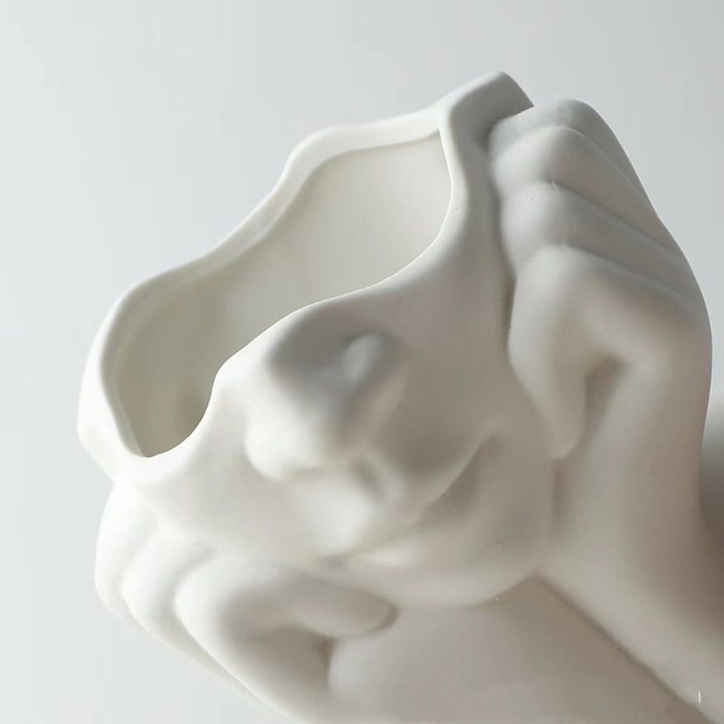 White Ceramic Body Art Vase