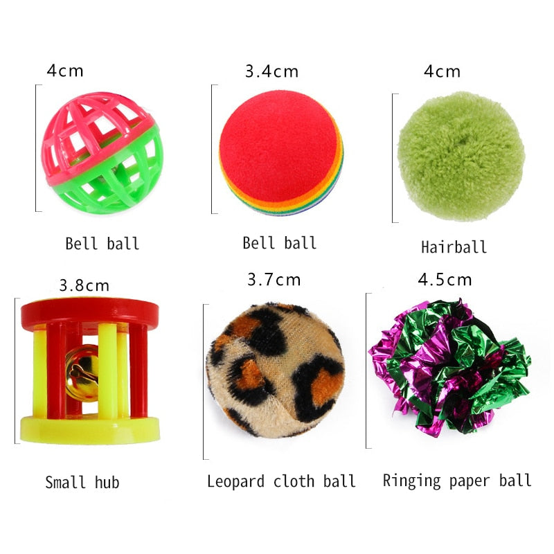 20 Sets Cat Interactive Toy Rainbow Ball