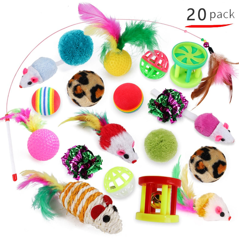 20 Sets Cat Interactive Toy Rainbow Ball