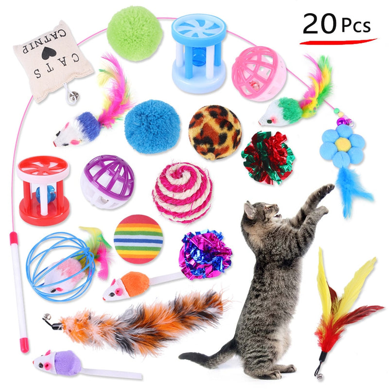 20 Sets Cat Interactive Toy Rainbow Ball